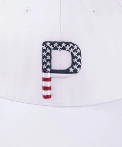 PUMA Pars And Stripes P Snapback Golf Hat For Men White/navy -PUMA Sales 2022 unnamed file 845