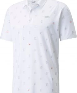 PUMA Men's MATTR Moving Day Golf Polo Bright White/vibrant Orng