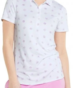 Puma Women's Cloudspun Garden Short Sleeve Golf Polo Bright White/mauve Pop