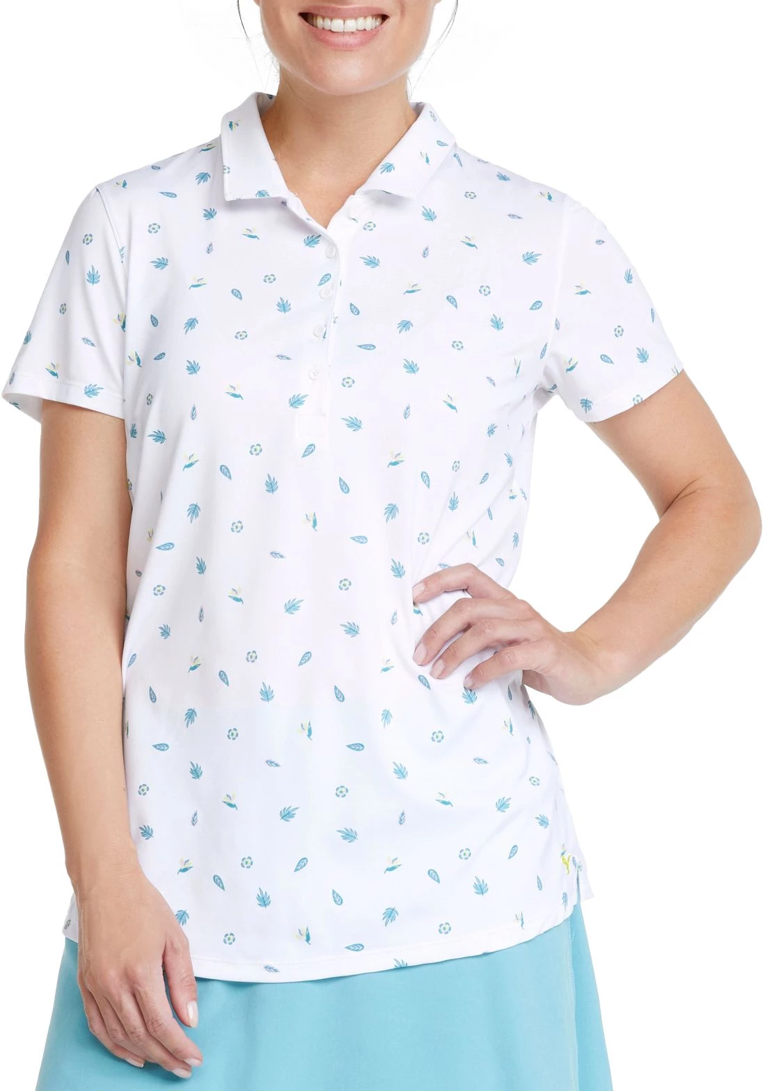 PUMA Women's MATTR Tropics Golf Polo Shirt Bright White/porcelain 3 PUMA Women's MATTR Tropics Golf Polo Shirt Bright White/porcelain