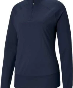 PUMA Women's Mesh 1/4 Zip Golf Pullover Navy Blazer