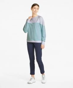 PUMA Women's CLOUDSPUN Bloom Golf Crewneck H Rise Hthr/brgt Wht -PUMA Sales 2022 unnamed file 887