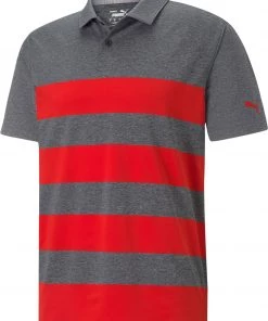 PUMA Men's MATTR Kiwi Stripe Golf Polo Navy Blazer Htr/hghrsk Rd