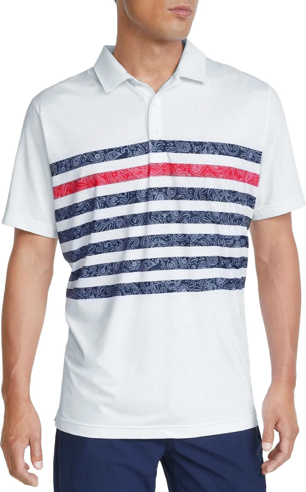 PUMA Men's Volition Paisley Stripe Golf Polo Bright White/ski Patrol 3 PUMA Men's Volition Paisley Stripe Golf Polo Bright White/ski Patrol