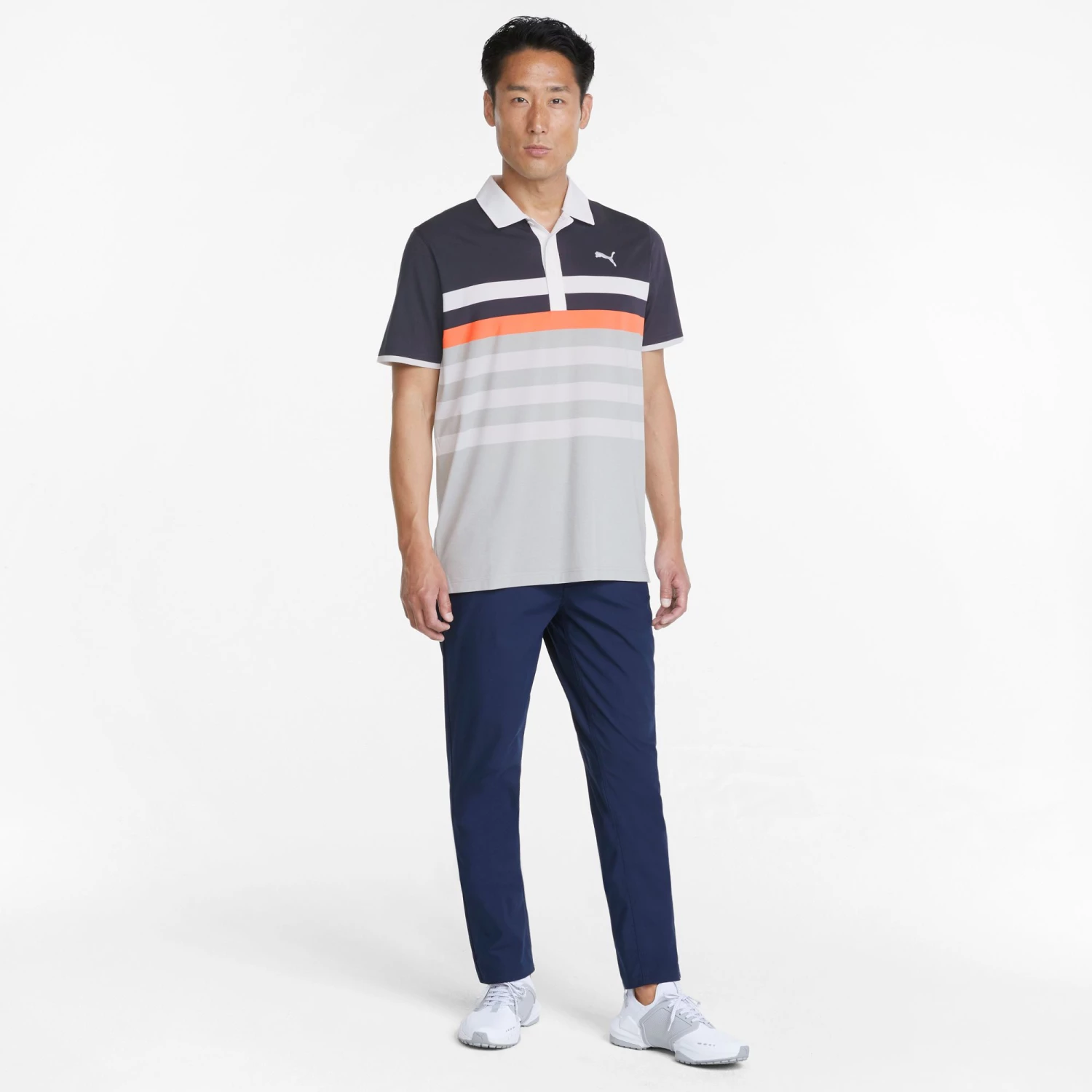 PUMA Men's MATTR One Way Golf Polo Navy Blazer/hot Coral 4 PUMA Men's MATTR One Way Golf Polo Navy Blazer/hot Coral - Image 2