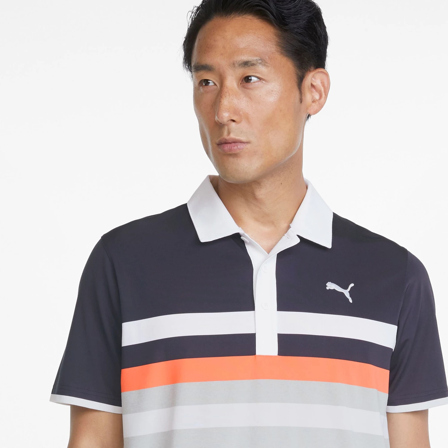 PUMA Men's MATTR One Way Golf Polo Navy Blazer/hot Coral 6 PUMA Men's MATTR One Way Golf Polo Navy Blazer/hot Coral - Image 4