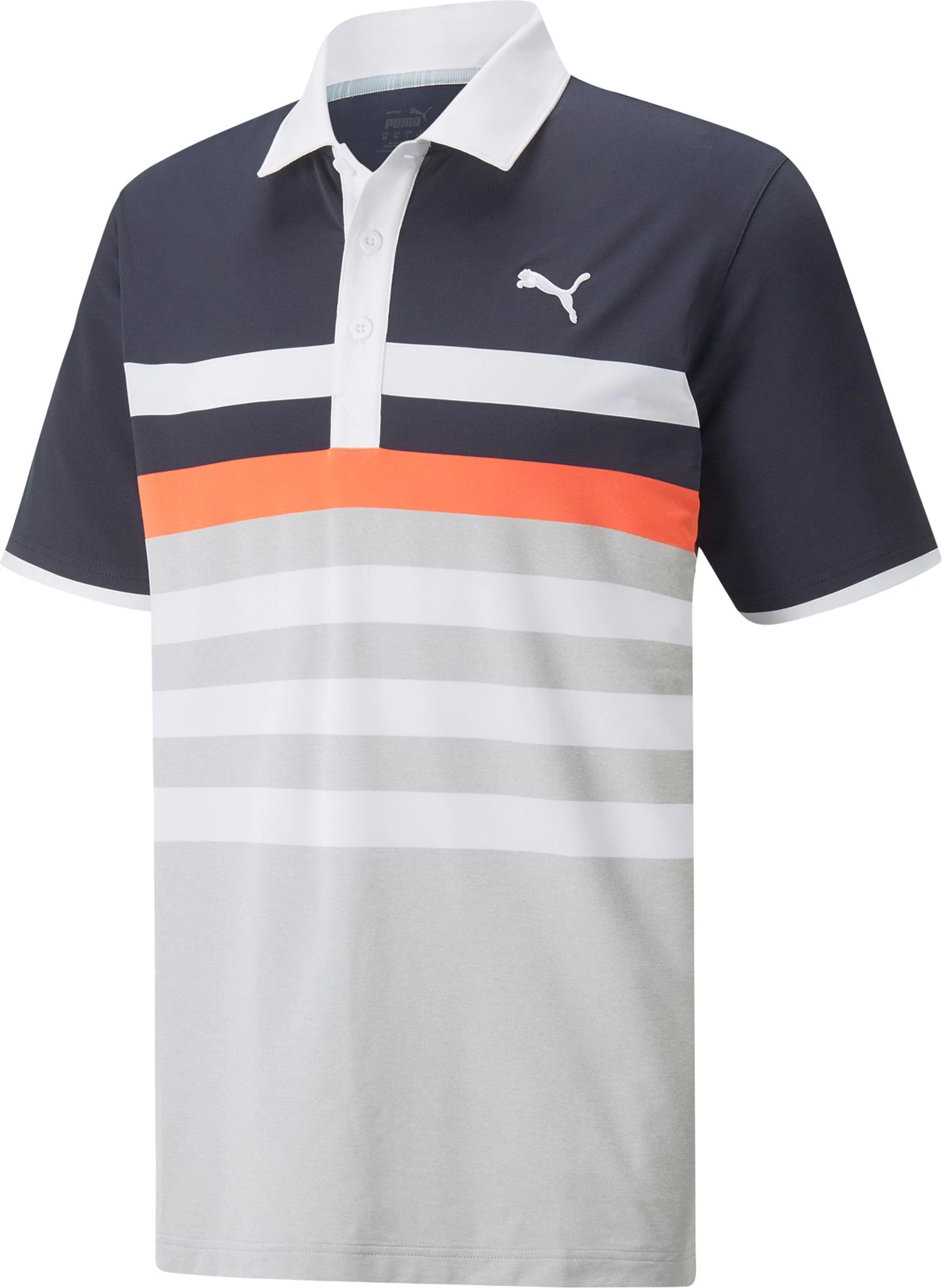 PUMA Men's MATTR One Way Golf Polo Navy Blazer/hot Coral 7 PUMA Men's MATTR One Way Golf Polo Navy Blazer/hot Coral - Image 5