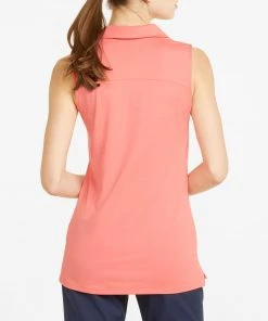 PUMA Women's CLOUDSPUN Coast Sleeveless Golf Polo Mauve Pop Heather -PUMA Sales 2022 unnamed file 950