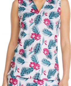 PUMA Women's CLOUDSPUN Paradise Sleeveless Golf Polo Navy Blazer/porcelain