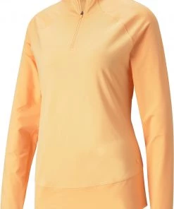 PUMA Women's Mesh 1/4 Zip Golf Pullover Thyme